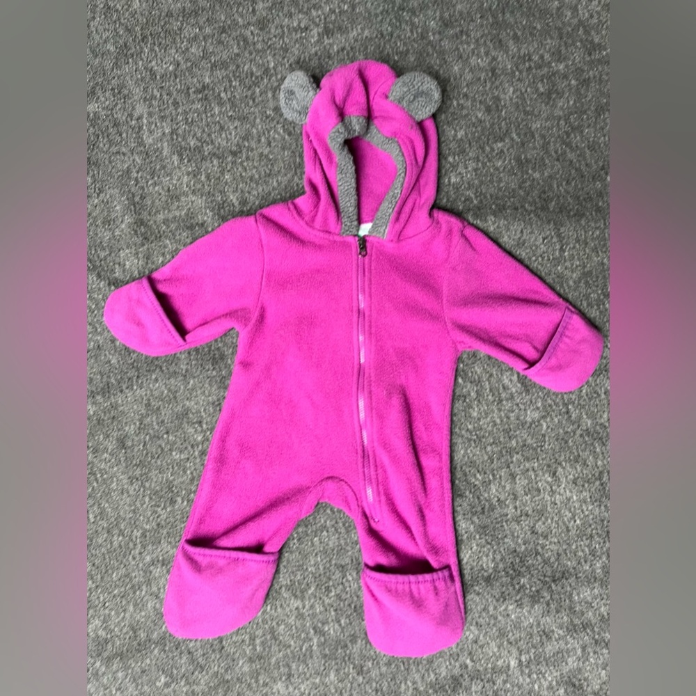 Cozy Pink Fleece Baby One Piece - Newborn